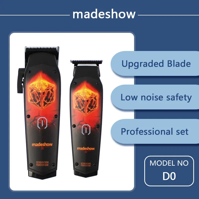 D0C D0T New MadeShow M10+M11 Professional Hair Clipper + Trimmer Set 0.1mmMair Cutter Cutting T Blade High Speed High Quality