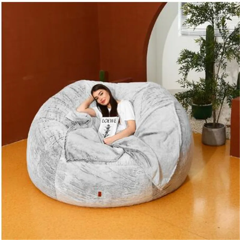 Sale 7FT Fluffy Fur Sofas Cover puff Sofa Chairs Lounger Seat Bean Bag Pouf Puff Couch Cover Without Fille Dropshipping