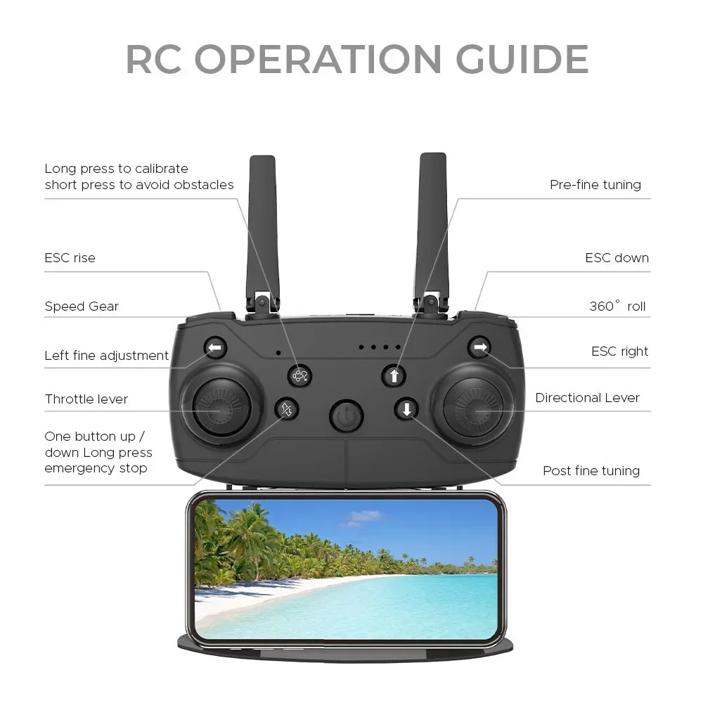 Mini Dron H63 4K con cámara Dual, cuadricóptero plegado con Wifi, evitación de obstáculos de 360 grados, Control remoto, avión de flujo óptico, juguete para niños