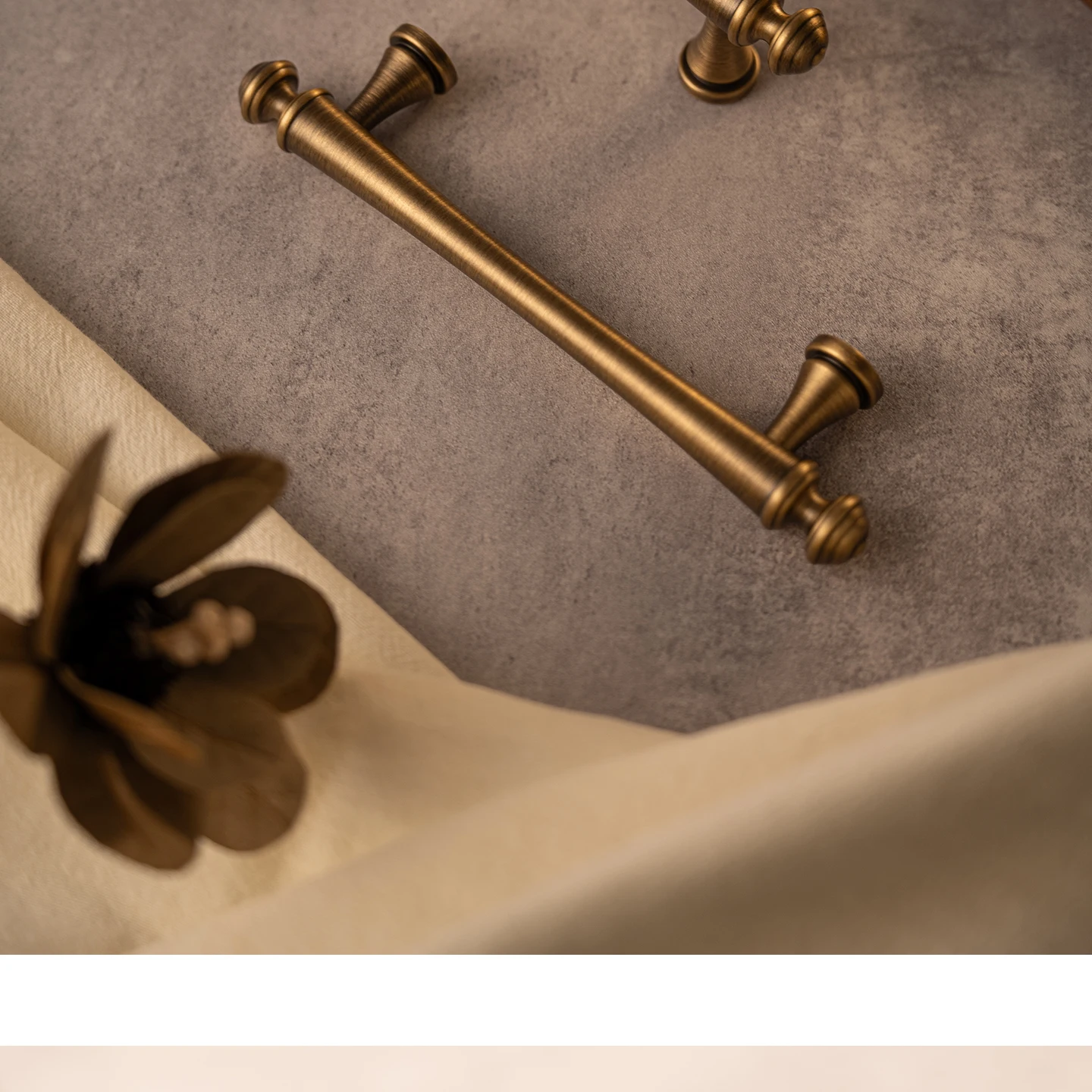 Antique brushed brass cabinet pull 6