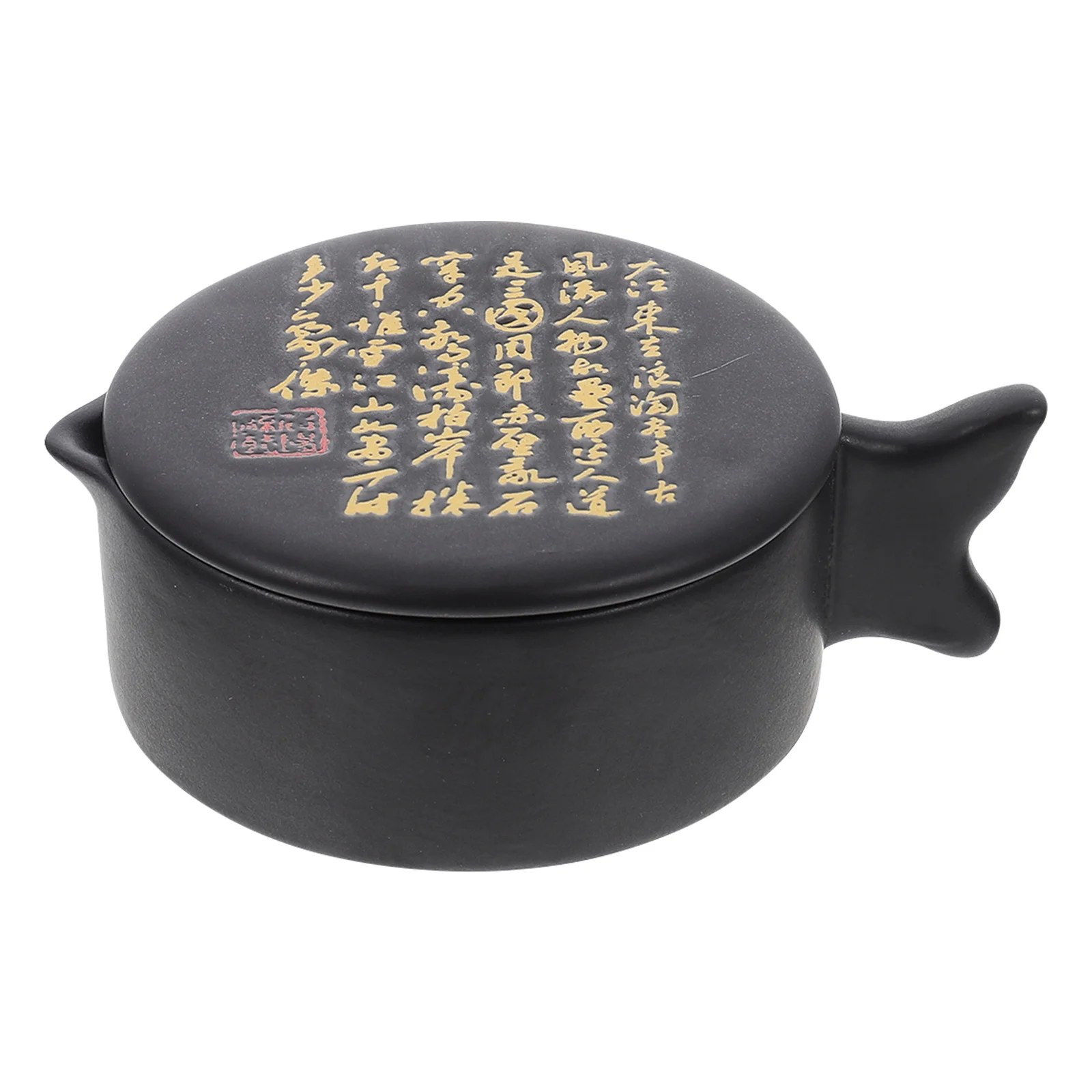 

Inkstone with Cover Mini Chinese Calligraphy Ink Grinding Stone Practical Painting Ink Plate Durable Ceramic Inkstone