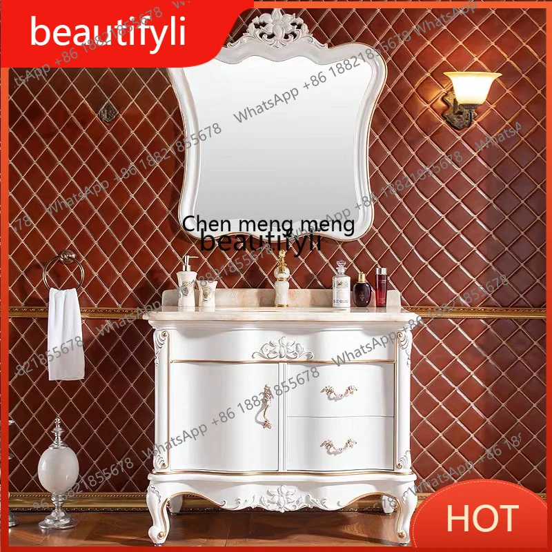 

G8578 European Oak Bathroom Cabinet Simple European Bathroom Washstand Washbasin Cabinet Combination Inter-Platform Basin