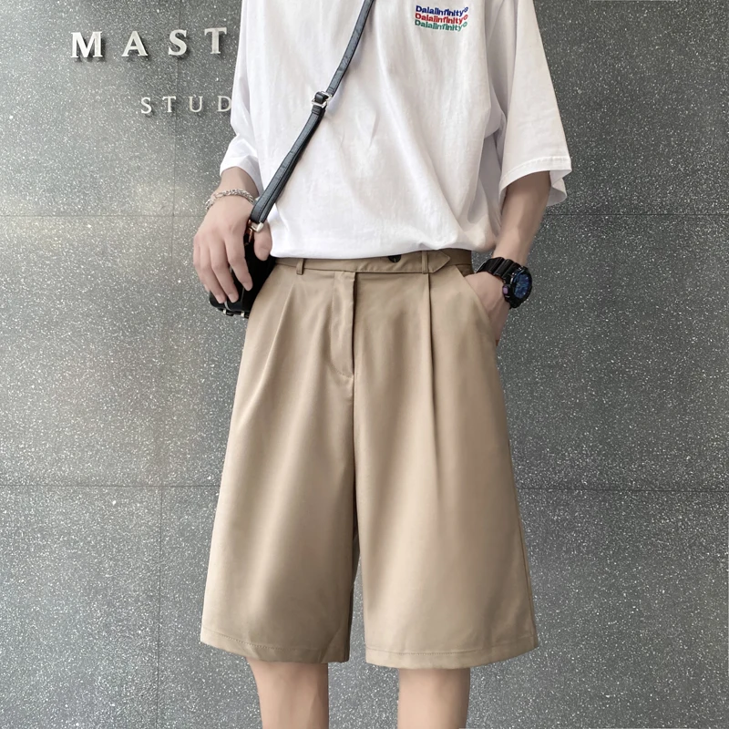 

Summer Suit Shorts Men Fashion Social Mens Dress Shorts Korean Khaki Black Casual Suit Shorts Mens Office Formal Shorts M-2XL