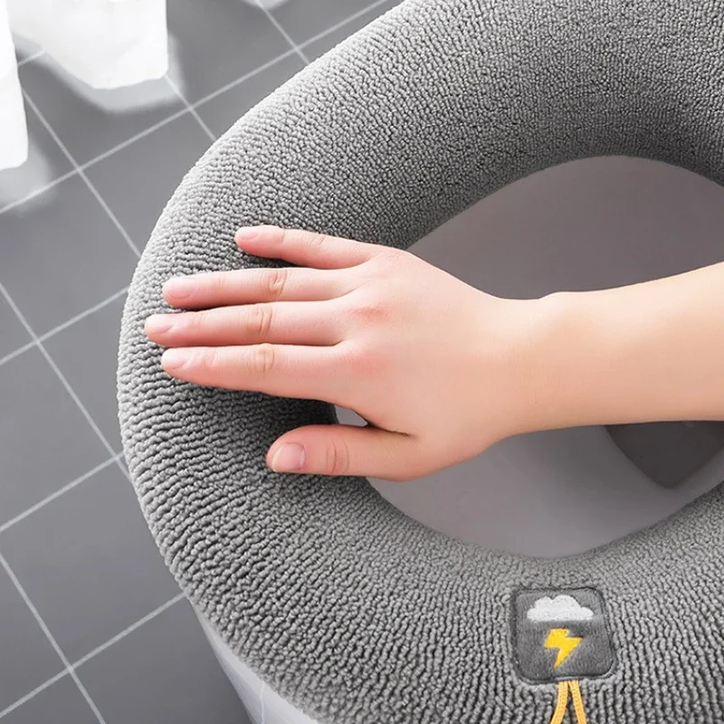 All Inclusive Toilet Seat Covers Knitted Skin Friendly Insulated Against Cold Pads Stretchable Elastic Seat Cushion Solid Color