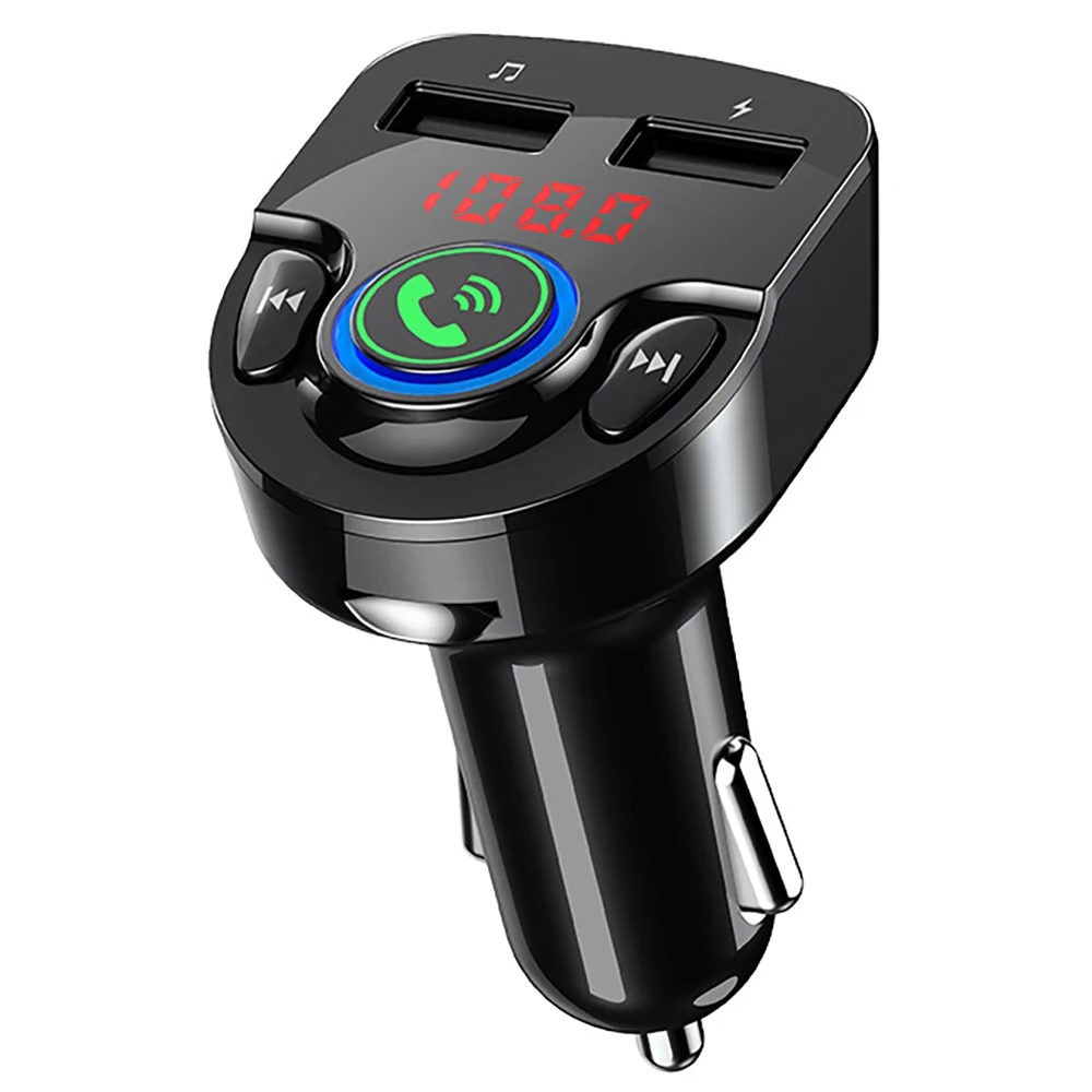 Bluetooth Car Kit Car FM Transmitter Bluetooth 5.0 Music Audio Player Wireless Handsfree with Dual USB Fast Charging