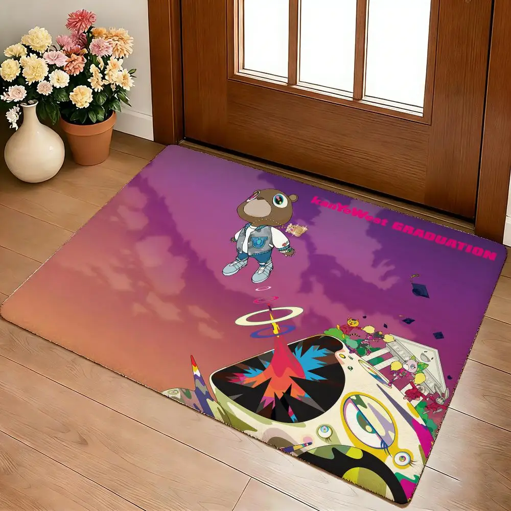 Rapper K-Kanye W-West Floor Mat Cozy Flannel Soft Thick Non-Slip Mat For Living Room Bedroom Kitchen Decor Rugs