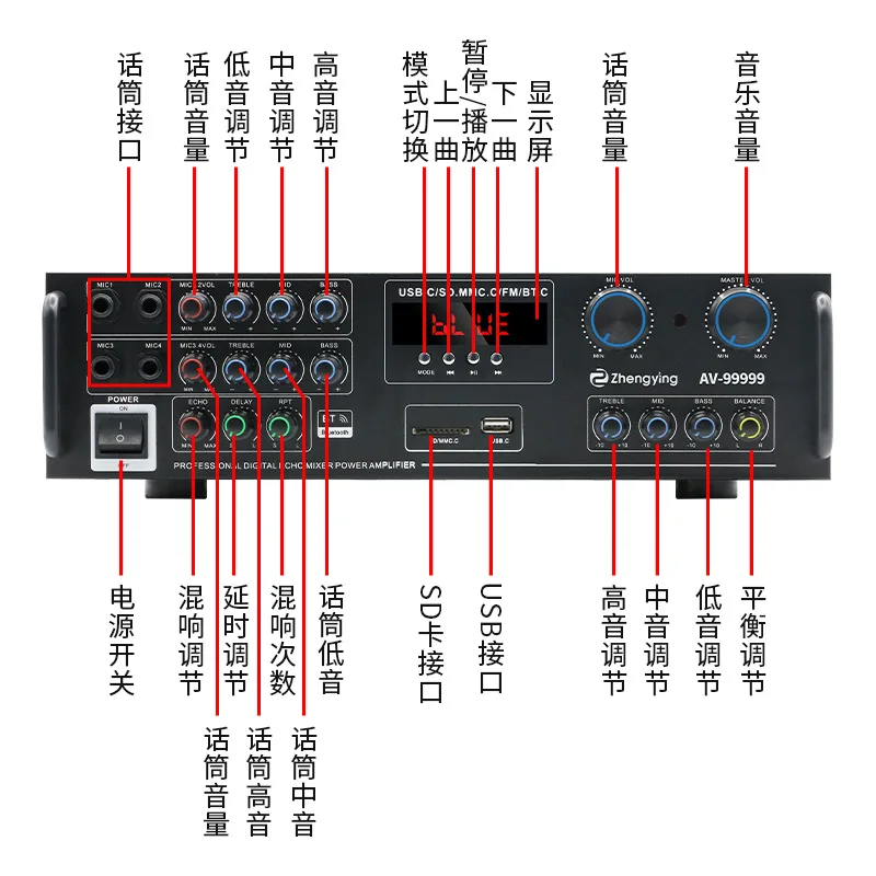 AV-99999BT high-power Bluetooth amplifier 5.0 surround sound amplifier car amplifier