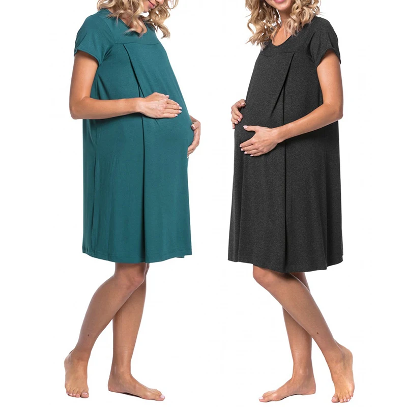 

Women Maternity Nightgown Pregnant Short Sleeve Labor Delivery Nursing Dress Hospital Gowns