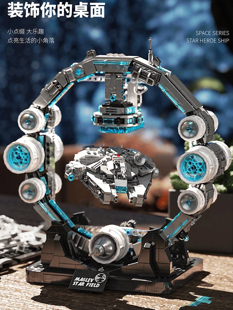 AUF LAGER JQ1122 MOC Idee Suspension Raumschiff Bausteine Ziegel Montage Modell DIY Spielzeug für Jungen Weihnachten Geschenk Sets