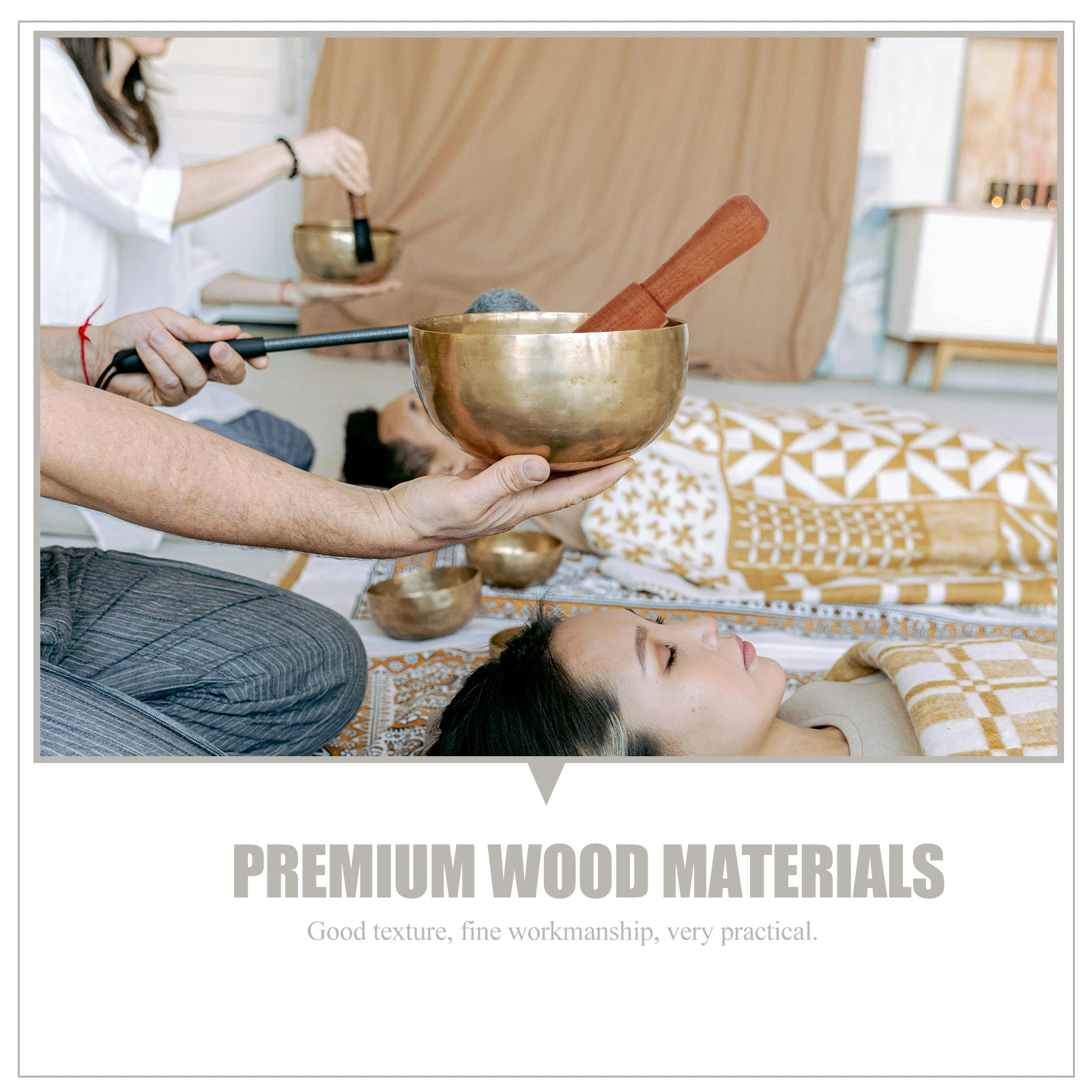 

4 Pcs Buddha Sound Bowl Accessories Durable Handmade Stick Meditation Singing Bowl Mallets Tibetan Gong Striking Rod Practical
