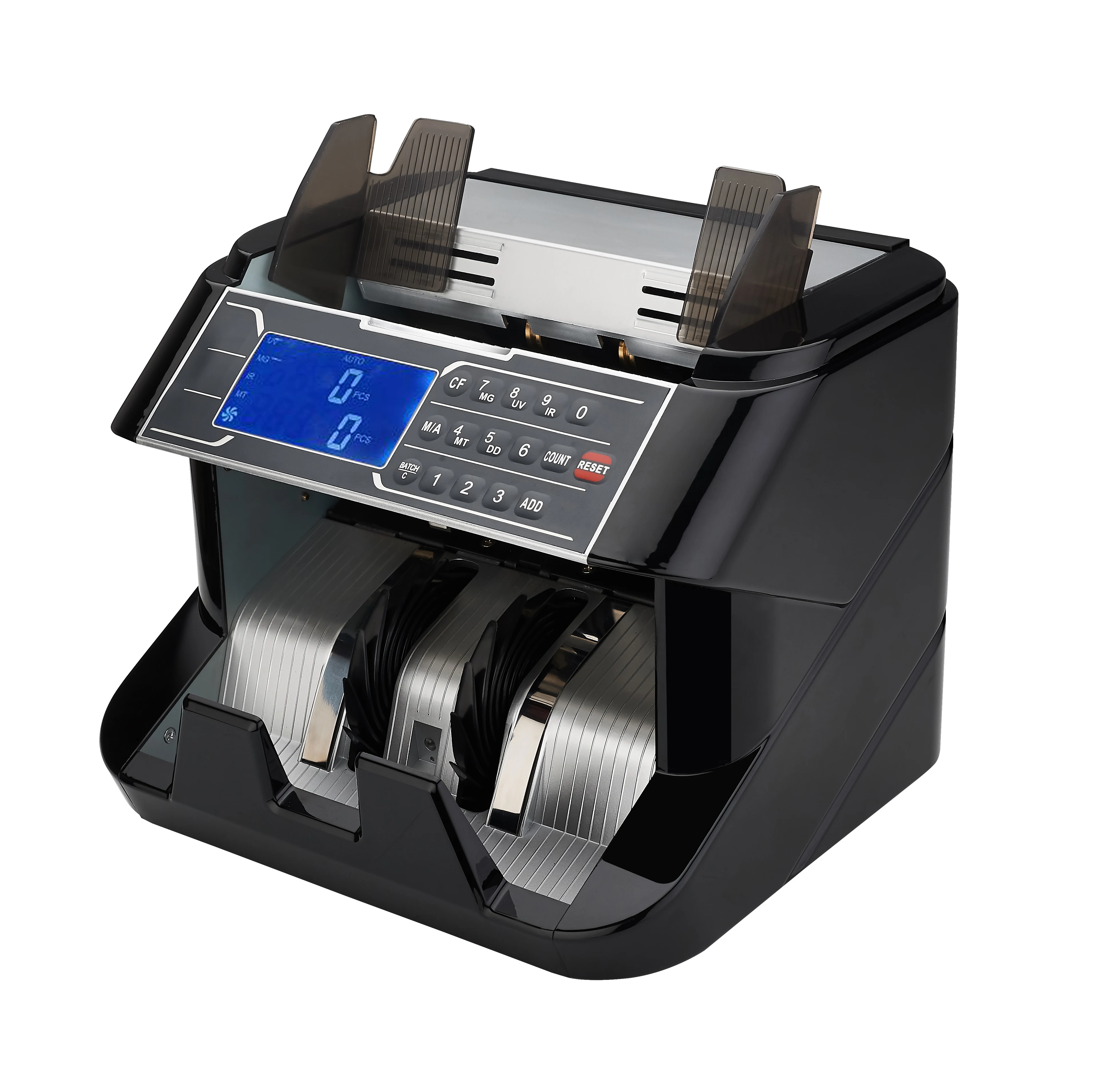 Multi-Currency Money Counter Mixed Denomination UV MG Detector Multi-Language LCD USD EUR Black Gray Office Retail Bank