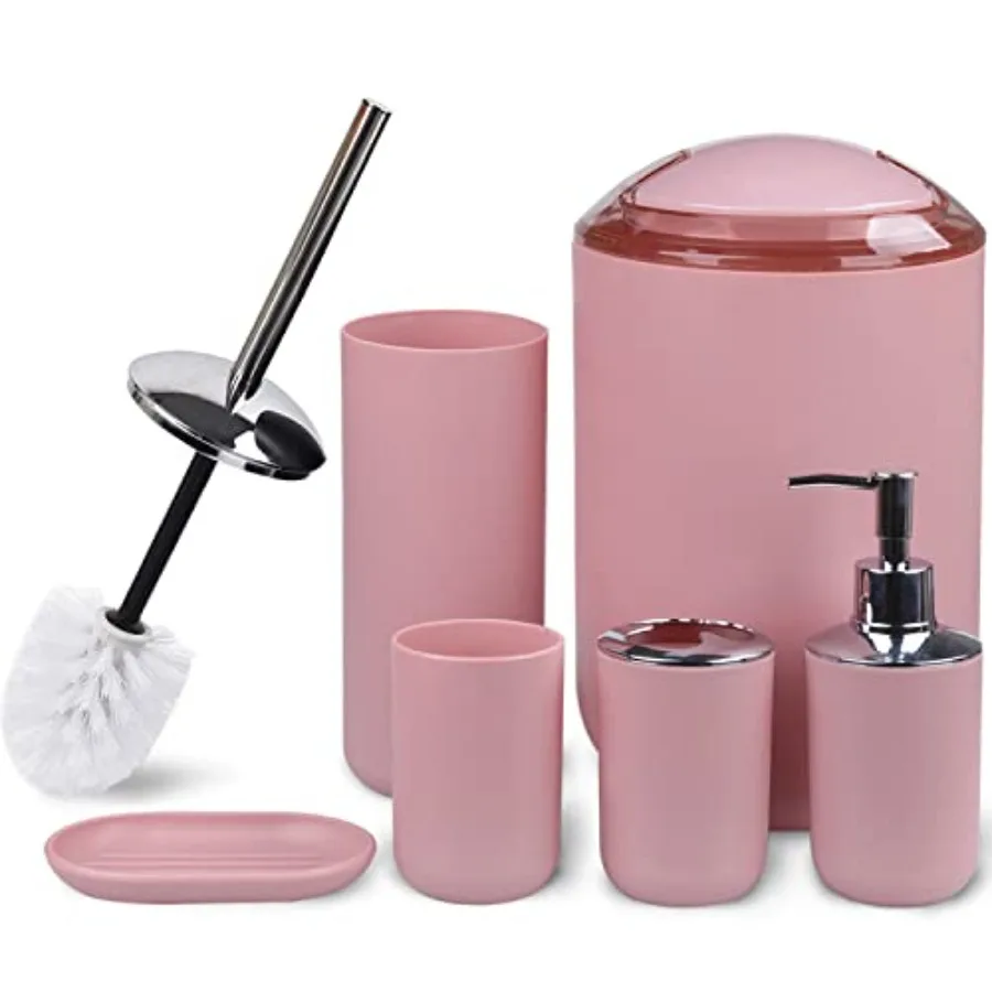 

Bathroom Accessories Set 6 Piece Bath Ensemble Includes Soap Dispenser Toothbrush Holder Toothbrush Cup Soap Dish for Decorativ
