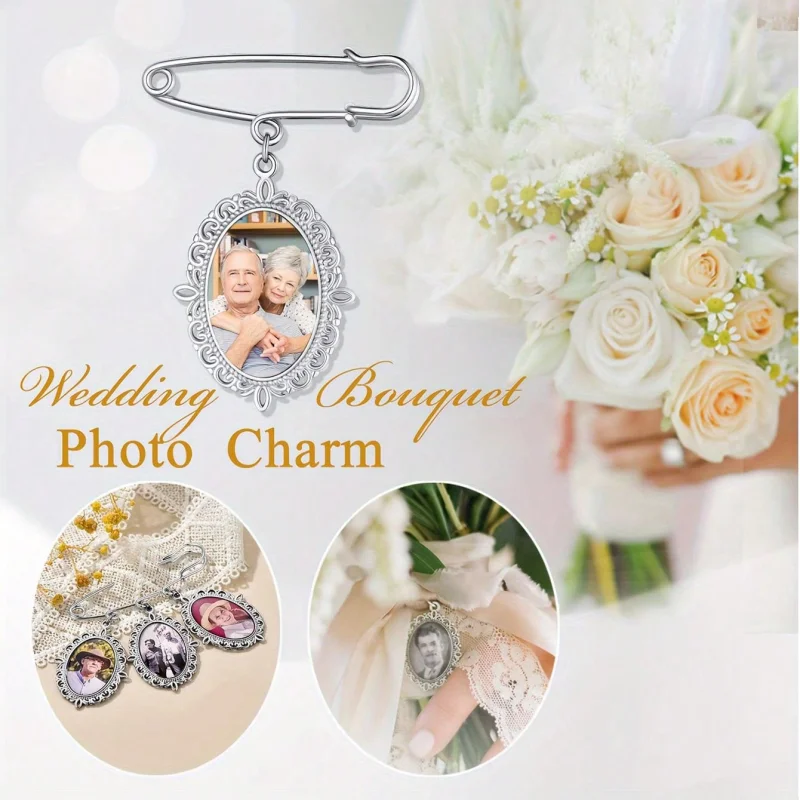 Personalised custom photo pendant brooch, available with 1, 2, or 3 photo pendants, a unique commemorative gift