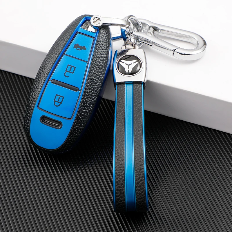 For Suzuki Baleno Ertiga Ciaz Ignis Kizashi Swift SX4 S-cross Vitars TPU Leather Car Smart Key Cover Case Bag Protector Keychain