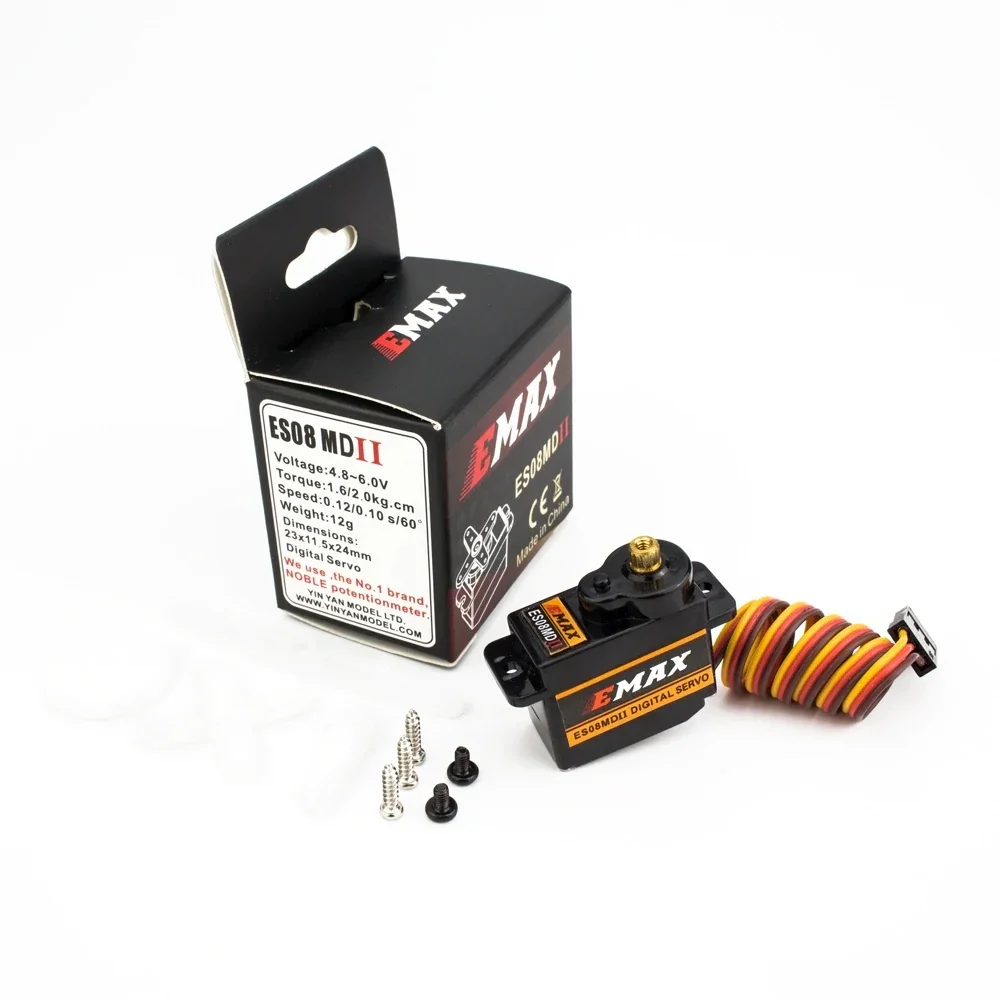 EMAX Mini Metal Gear Servo Analógico, Servo Digital para RC Plane, FPV Drone Racing, ES08MD II, ES08MA II, 12g, 13g
