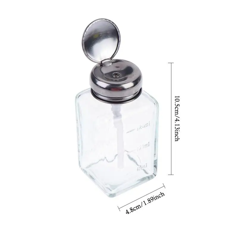 Nail Art Polish Remover Cleaner Makeup Manicure Tools Nail Storage Refillable Glass Bottles Empty Liquid Press Pump Dispenser