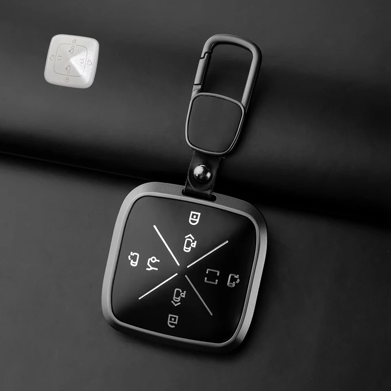 

Подходит для ZEEKR X, алюминиевый сплав + конская кожа, чехол для дистанционного ключа автомобиля, лучшая защита