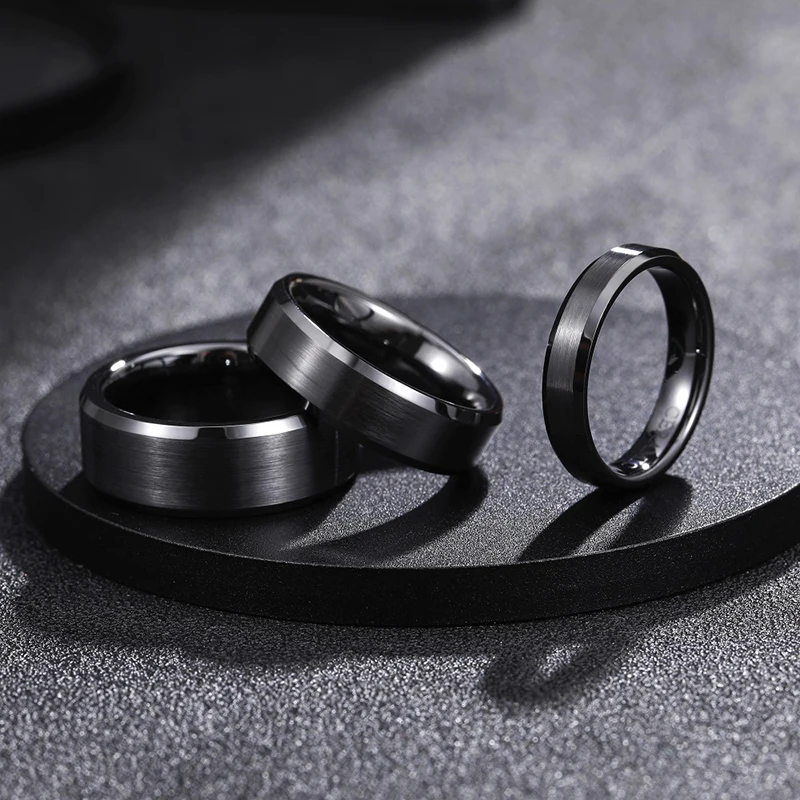 Kolmnsta 4/6/8mm Black Ceramic Ring Anti-Allergy Men Brushed Couple Wedding Band Engagement Rings For Women Size 4-15 Anel