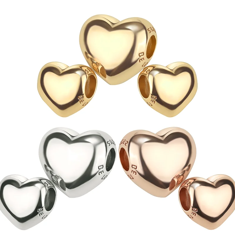 

925 Sterling Silver Simple Heart Shape Charms Pendants Fit For Necklace Original Bracelet DIY Surprise Festival Women Party Gift