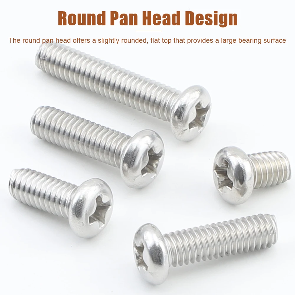 M1.2 M1.4 M1.6 M2 M2.5 M3 M3.5 M4 M5 M6 M8 Phillips Recessed Round Head Screws 304 Stainless Steel Cross Computer Machine Screw