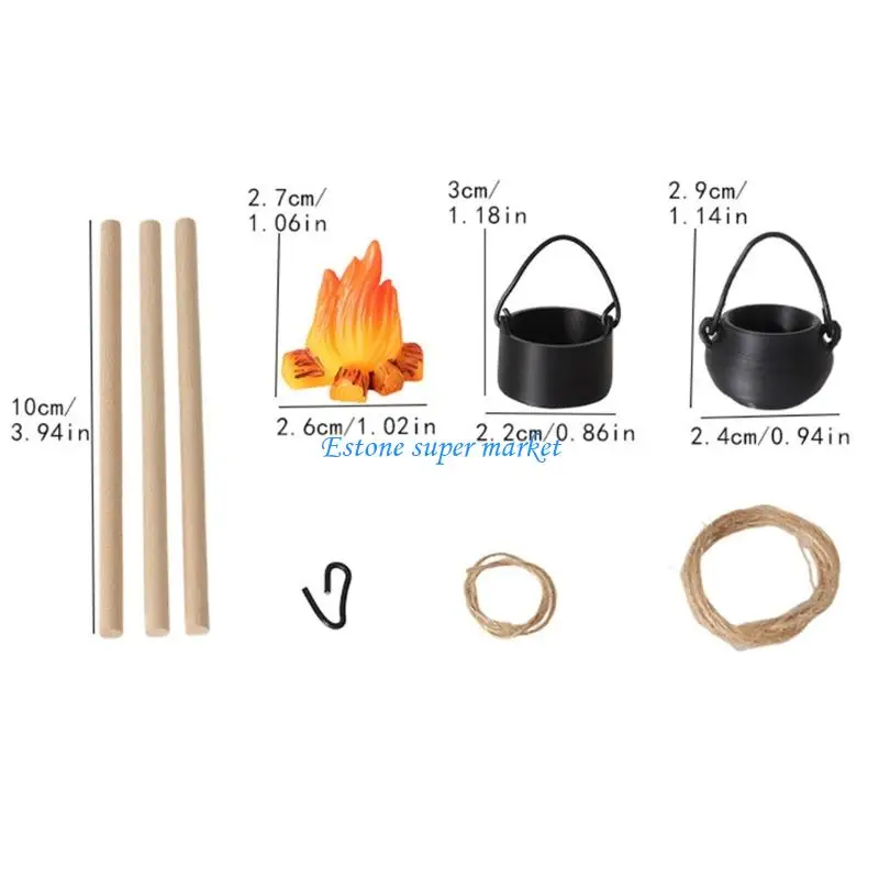 

090B Tiny Pile Campfire Set For Outdoor Camping Displays Miniature Props For Dollhouses Model Decoration