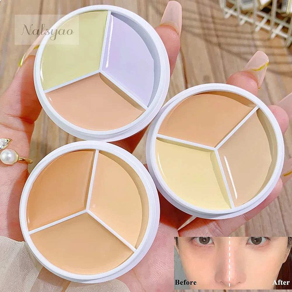 Lightweight Long-lasting Three-color Concealer Cream Cover Facial Spots Acne Marks Dark Circles Contour