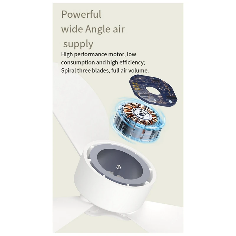 1Pcs Mini USB Fan Battery Operated Remote Control Fan Camping Fan Portable Fan LED Light For Home White