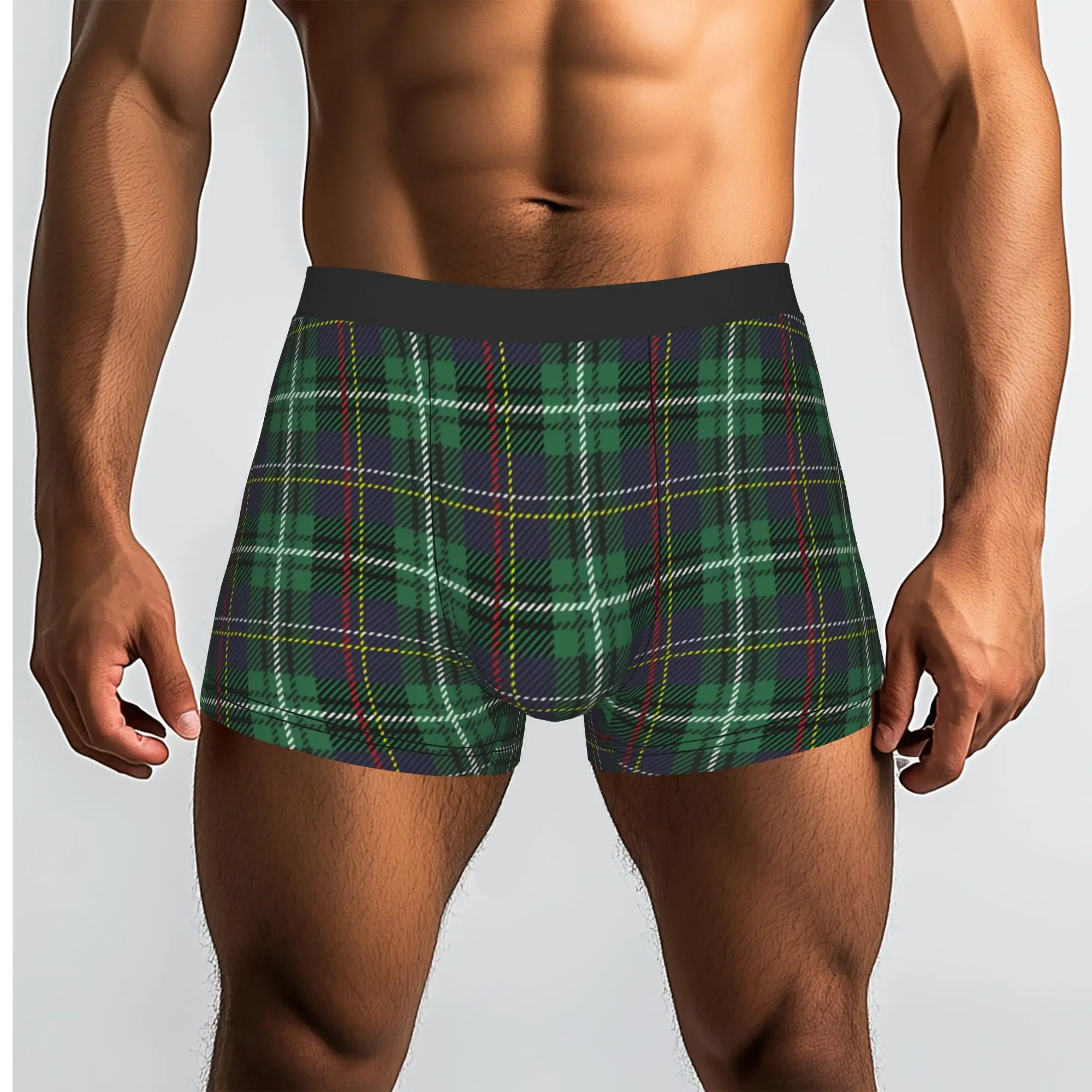 Customized Cool Check Plaid Fabric Texture Tartan Pattern Boxers Shorts Panties Men's Underpants Breathable  Briefs Underwear
