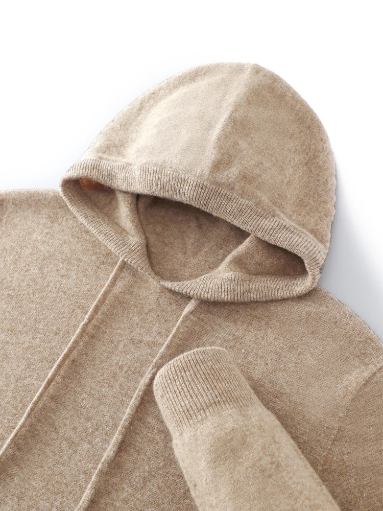 MEETCC Luxury Men Cashmere Hooded Pullover Thick Warm Hoodie Sweater Autumn Winter 100% Cashmere Knitwear Quality Jumpers Tops