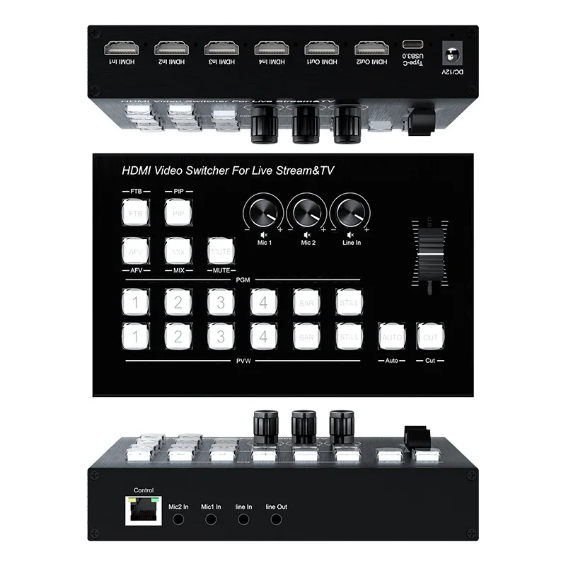 

SOFLY Video switcher for live streaming 4 in 2 out HDMI Video switcher with Type-c USB3.0 port