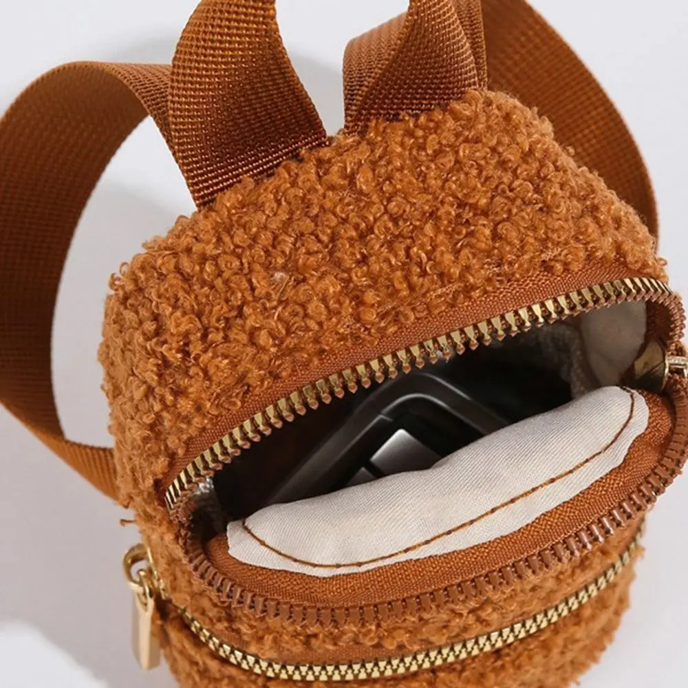Money Bag Pendant Coin Purse Keychain Lamb Wool Fleece Mini Storage Bag Cartoon Jewelry Packing Bag Earphone Bag Female/Girls