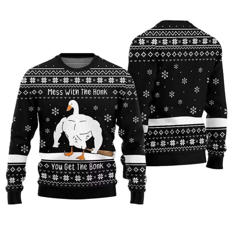 Engraçado feliz natal padrão sweatshirts para homem papai noel pato 3d impresso pulôver outono o-pescoço hoodies mangas compridas topos
