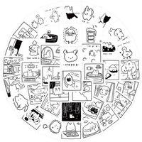 40PCS Black and white simple strokes cute cat graffiti Stickers for DIY Luggage Laptop phone Stickers