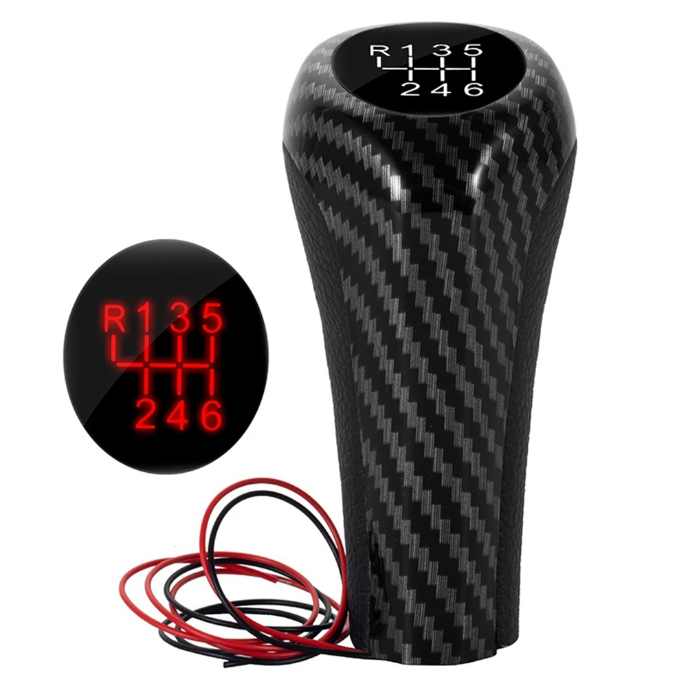 

Carbon Fiber 6 Speed Manual Gear Shift Knob W/LED Red Backlight Leather Shifter Lever for BMW E46 E90 E91 E92 X1 X3