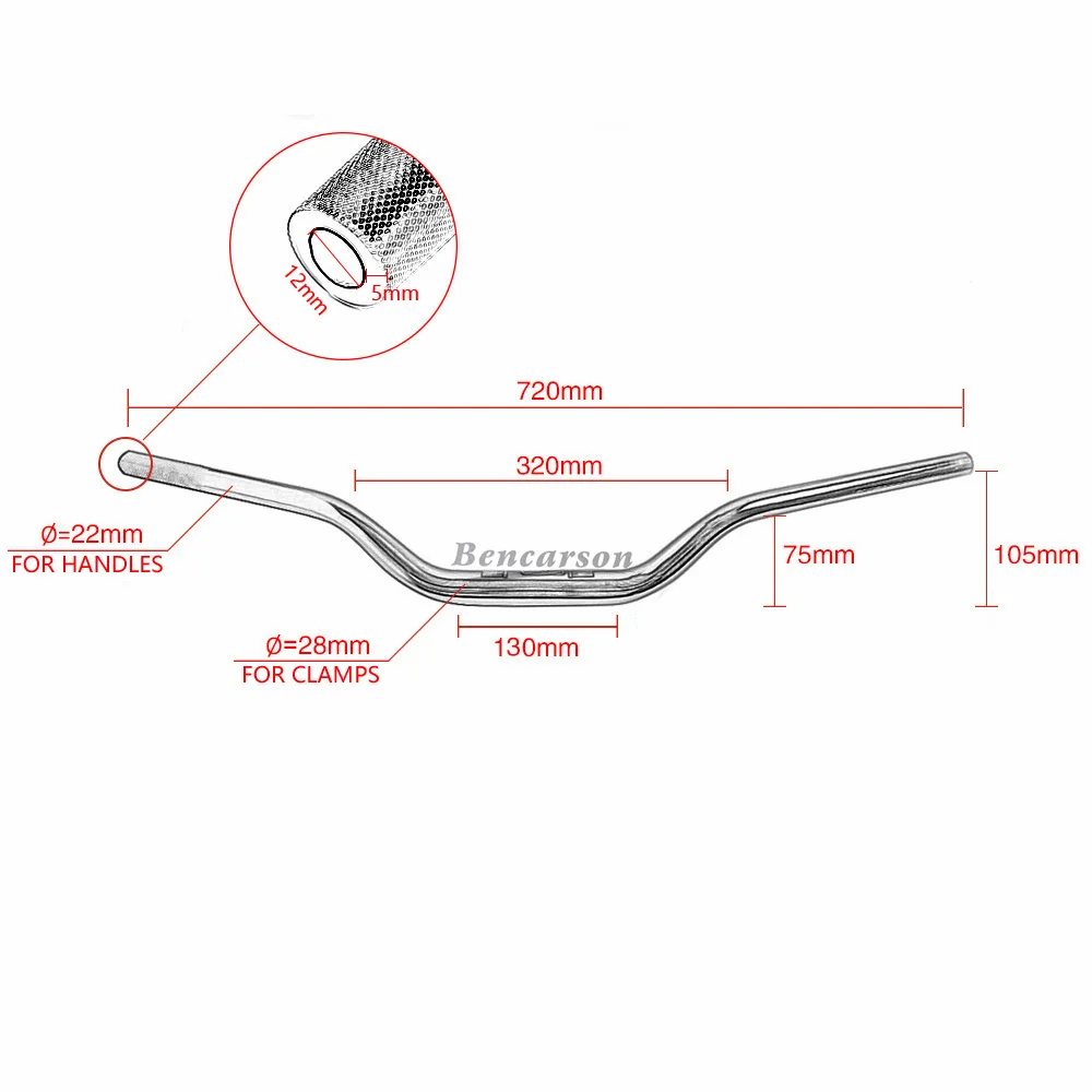 28mm 1-1/8\'\' Motorcycle CNC Handlebar Scooter Steering Wheel Motocross Handle Bars For Pit Bike Cafe Racer Yamaha Benelli Honda