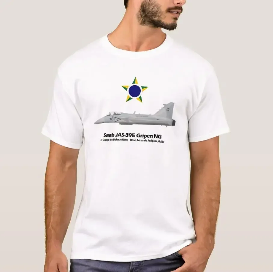 

JAS-39E Gripen NG Profile Brazilian Air Force Men T-Shirt Short Sleeve Casual 100% Cotton O-Neck Summer T Shirt