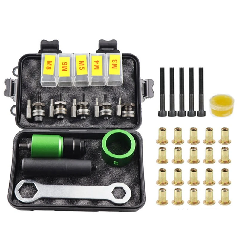 SHGO-Elektrisches aerodynamisches Nietwerkzeug-Set, Nietmutter-Werkzeug-Set mit Nietbohrer, Adapter, Mutter, Zugnietwerkzeug