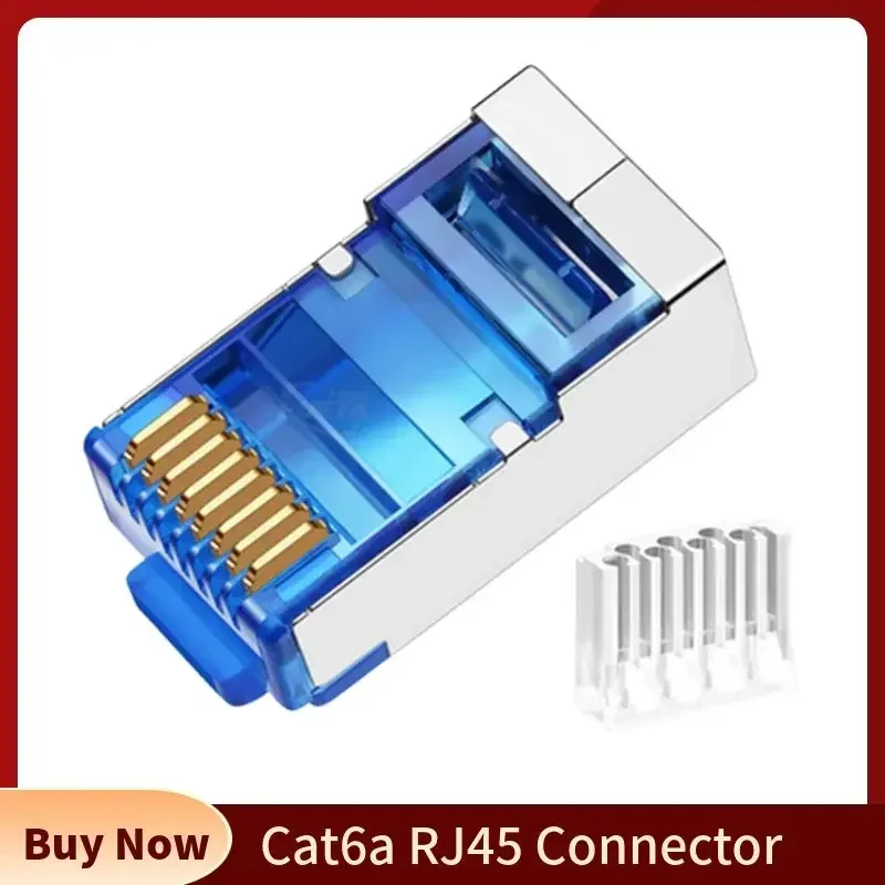 Wtyczka Ethernet Cat6a 6a RJ45 Złącze 8P8C 6U" Pozłacana modułowa głowica zaciskana RJ 45 do kabla sieciowego UTP FTP SFTP 1mm