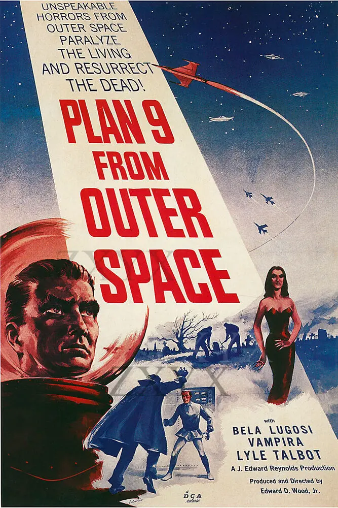 Vintage Ed Wood Movie Poster Plan 9 From Outer Space