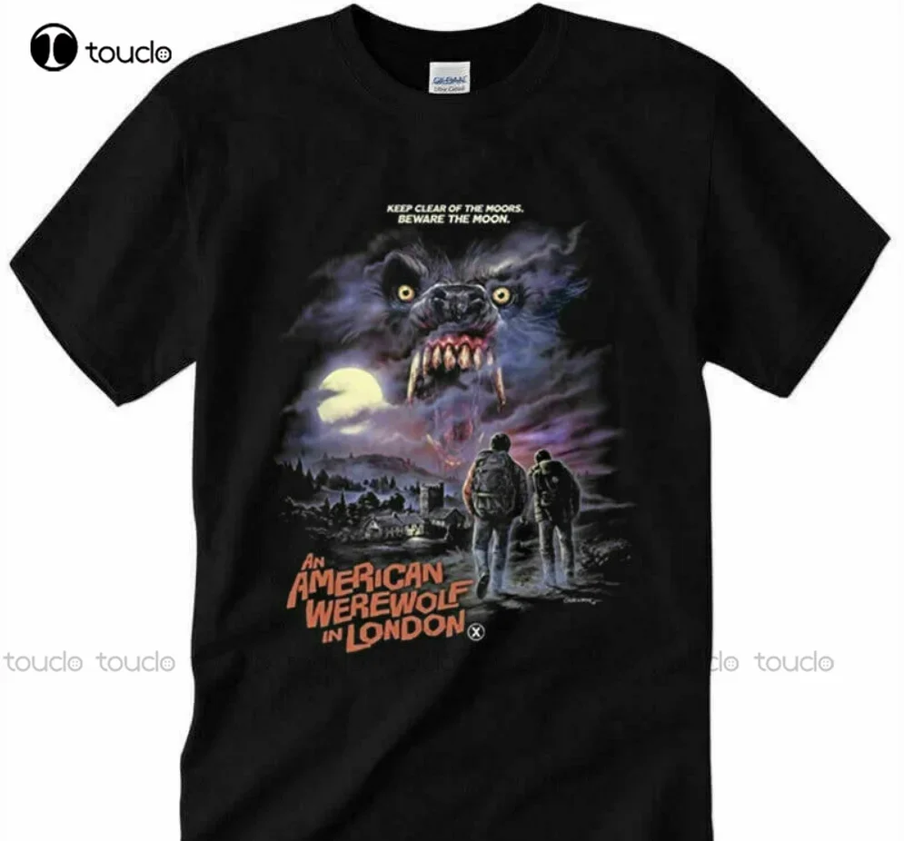 Camiseta de lobo humano americano en Londres, regalo Vintage para hombres y mujeres, camisetas divertidas para hombres, camisetas personalizadas para adultos y adolescentes, Unisex, Xs-5Xl