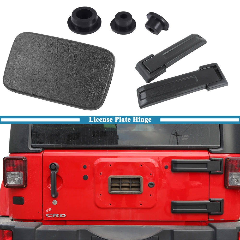 Rear License Plate Delete Panel Cover Tailgate Spare Tire Holder Hinge Exterior Trim for Jeep Wrangler JK 2007-2017 2/4-Doors