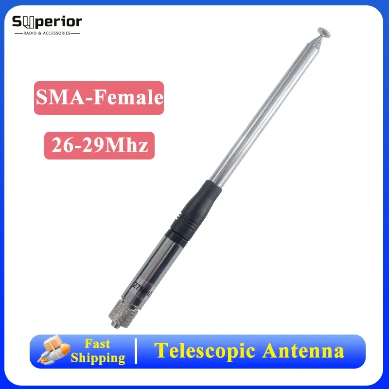 27MHZ Telescopic Antenna SMA-Female SMA-F 26-29Mhz For UV-K5 27MHZ Frequency Walkie Talkie CB Radio Short Wave Handheld Antennas