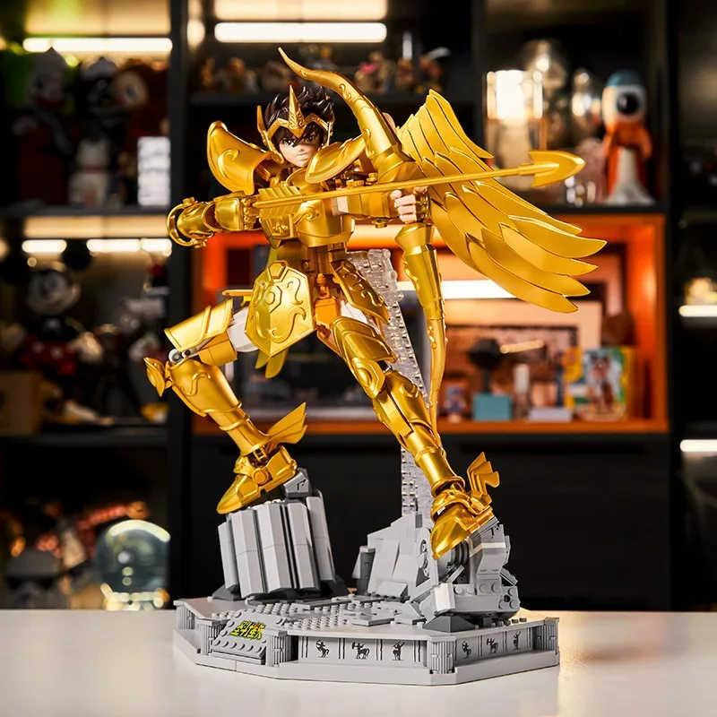 

47cm Saint Seiya Aiolos Sagittarius Knights Of Zodiac Saint Action Figure Toys Anime/24k/oce Splicing Block Model 800+particles