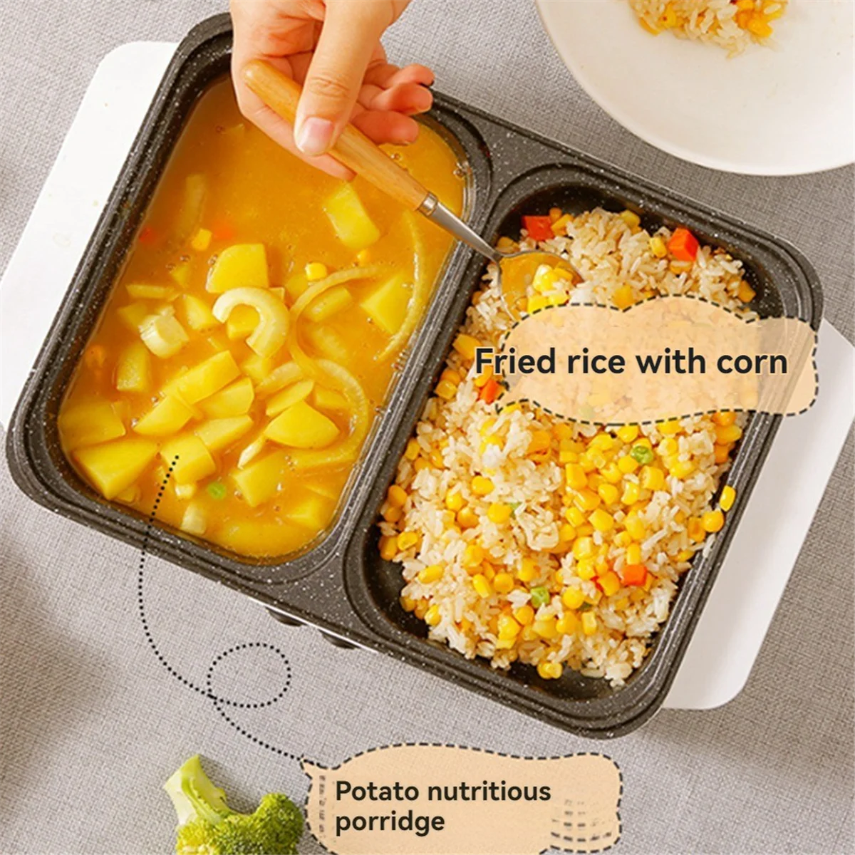 Panci Panas Listrik Anti Lengket Dalam Ruangan 2-In-1 dan Wajan Penggorengan Pemanggang BBQ Listrik Portabel untuk Pertemuan Keluarga Dalam Ruangan