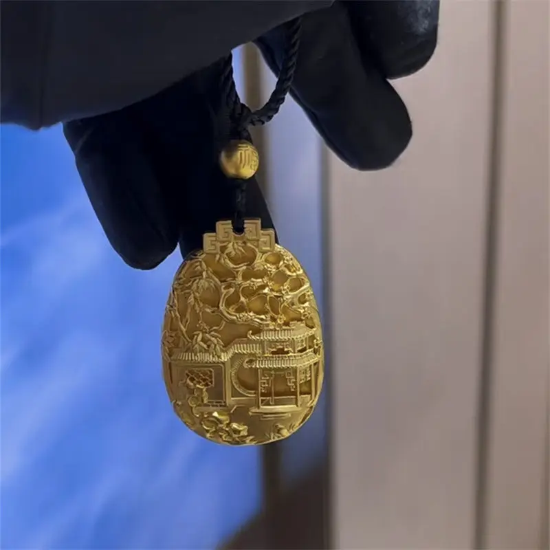 

Inheritance Law And Blessing Character Rope Necklace With Two Sides Design Of Huizhou Ancient Architecture Lotus Inkstone Golden