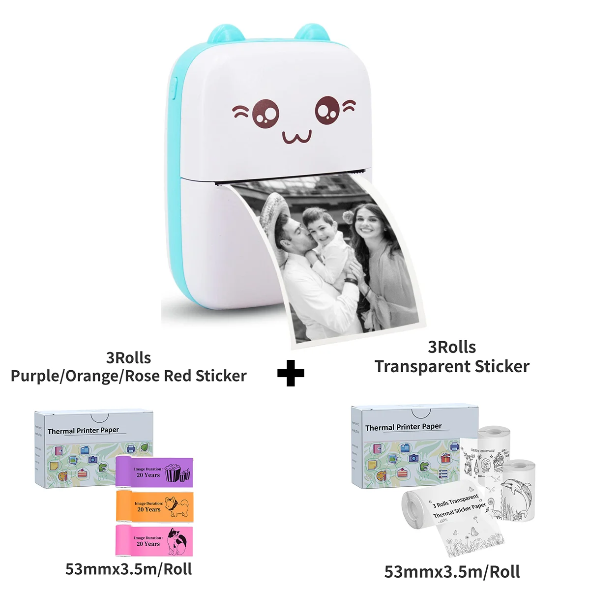 Termiczna mini drukarka przenośna naklejka bez atramentu drukarka Bluetooth drukarka etykiet z taśmą dla dzieci kobiety prezenty dla dzieci boże narodzenie