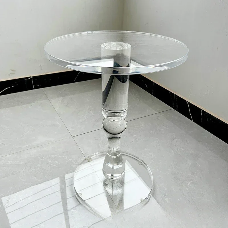 Minimally Simple Tea Table, Light Luxury Italian Style 2022 New High end Edge Table, Acrylic Transparent Small Round