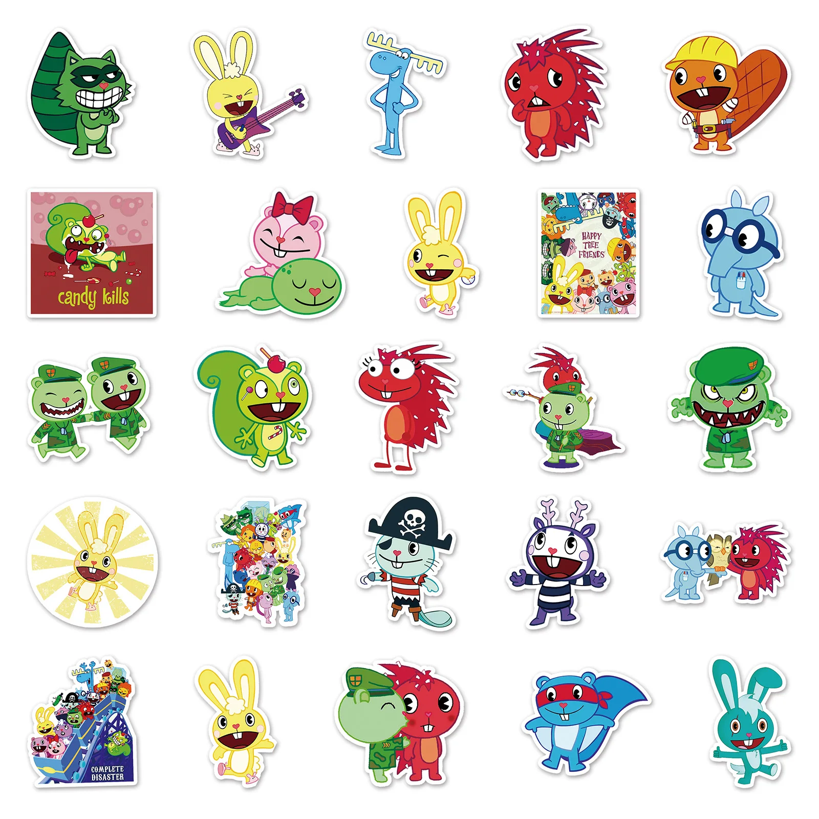 50PCS Kawaii Cartoon Happy Tree Friends Sticker Fun Graffiti