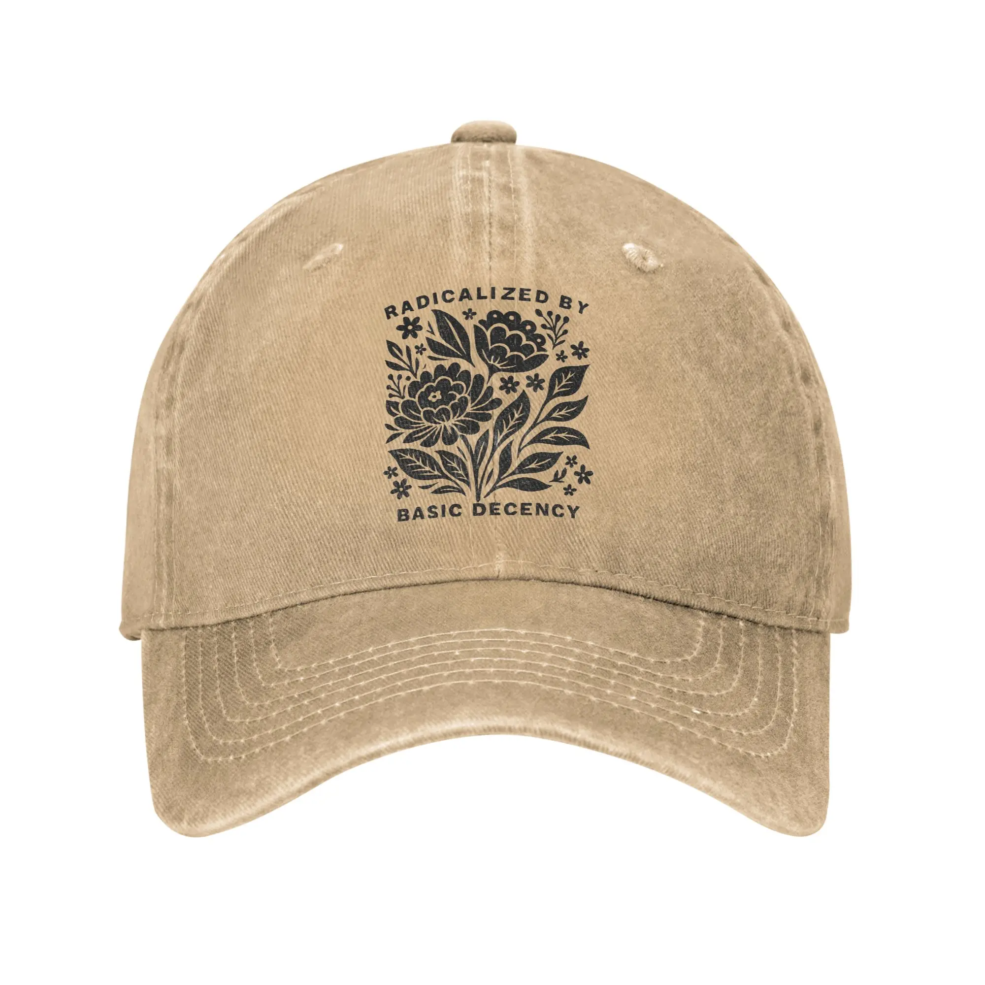 Radicalized by Basic Decency Peace Baseball Caps  Distressed Denim Hats Cap Vintage Outdoor All Seasons Adjustable Snapback Hat