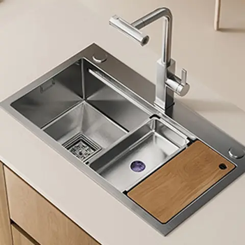 304 Stainless Steel Kitchen Sink Large Single Bowl Wash Basin Sink Undercounter Topmount Wear-Resistant Faucet Drain Accessories